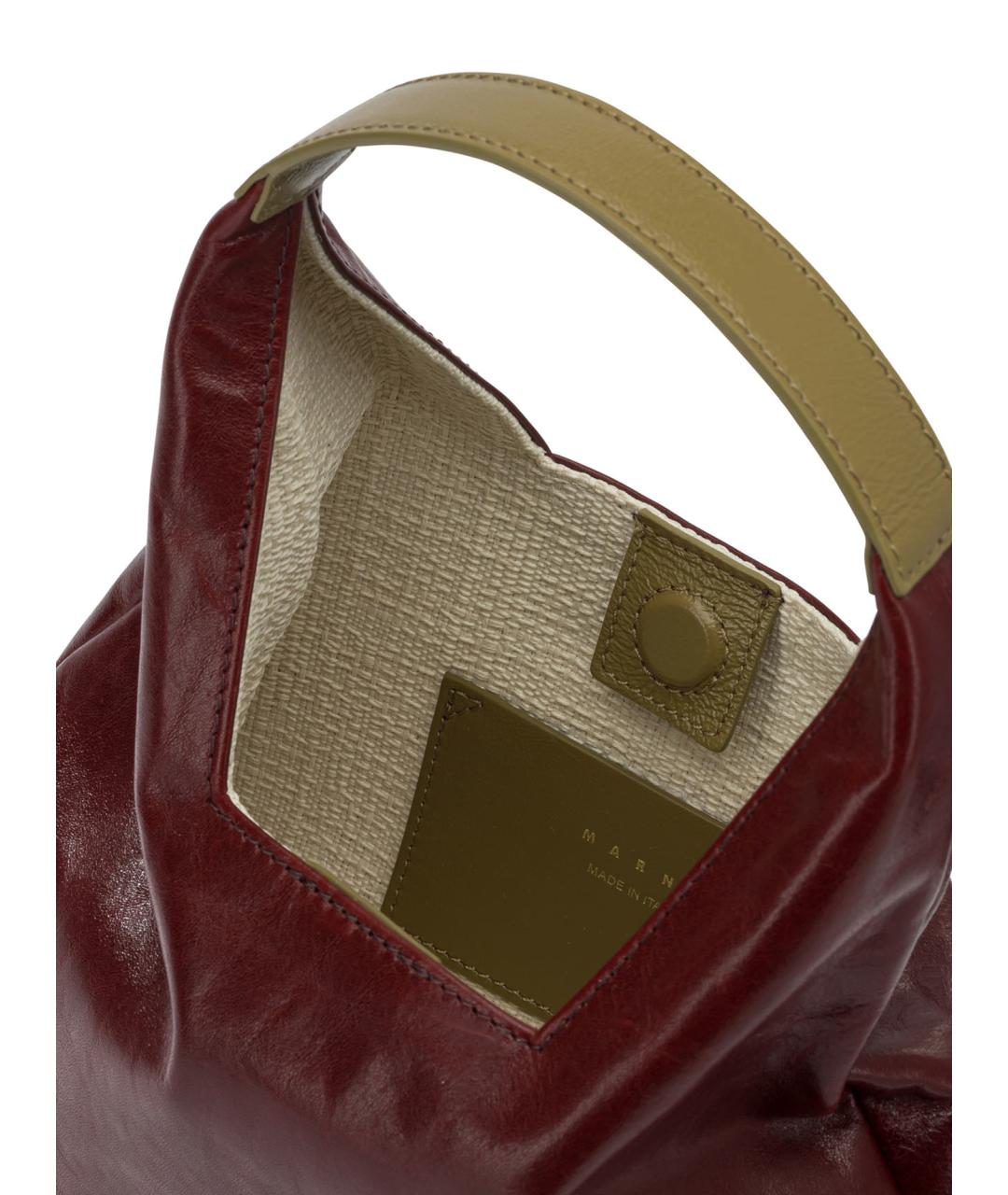 MARNI Бордовая кожаная сумка через плечо, фото 5