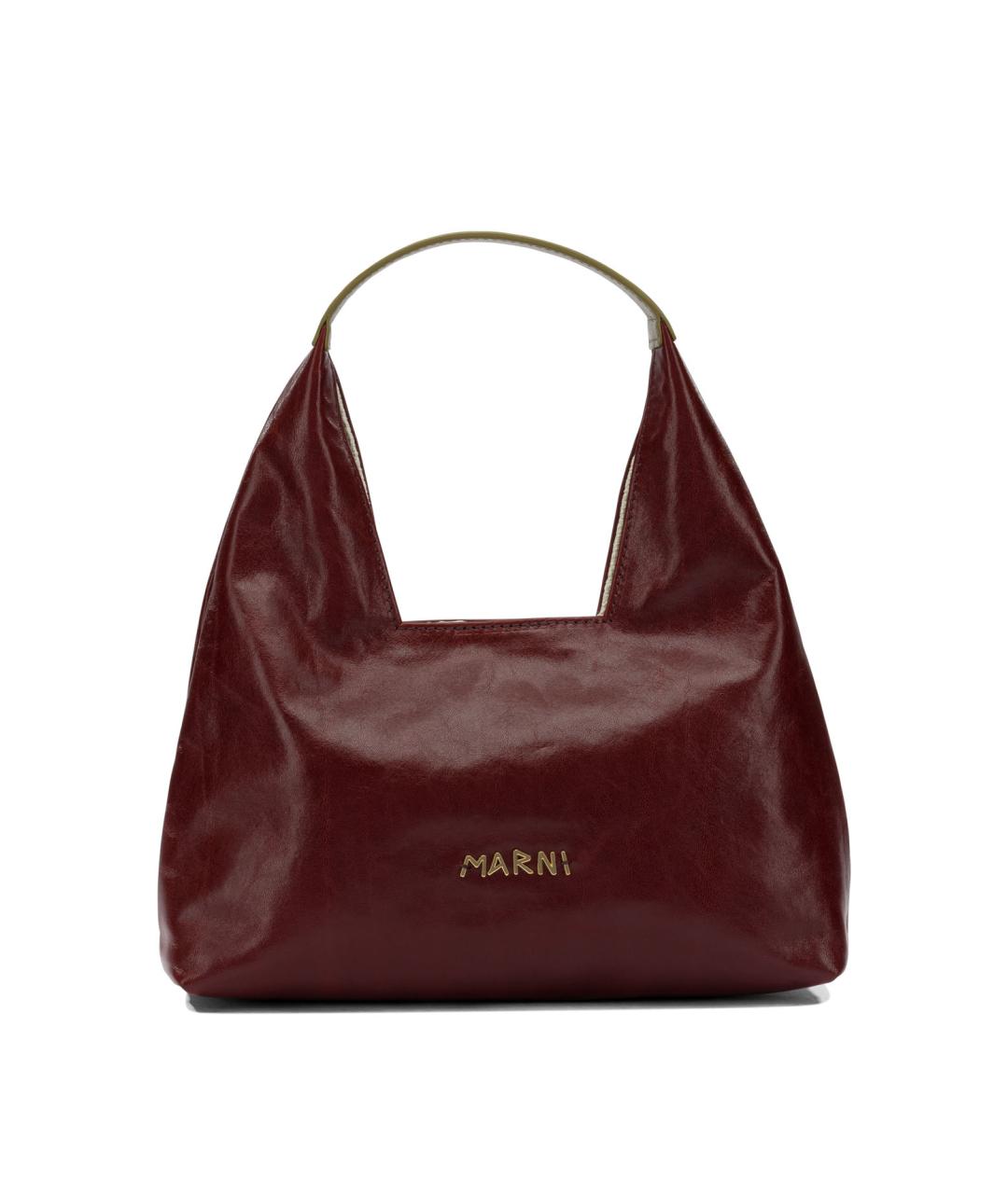 MARNI Бордовая кожаная сумка через плечо, фото 1