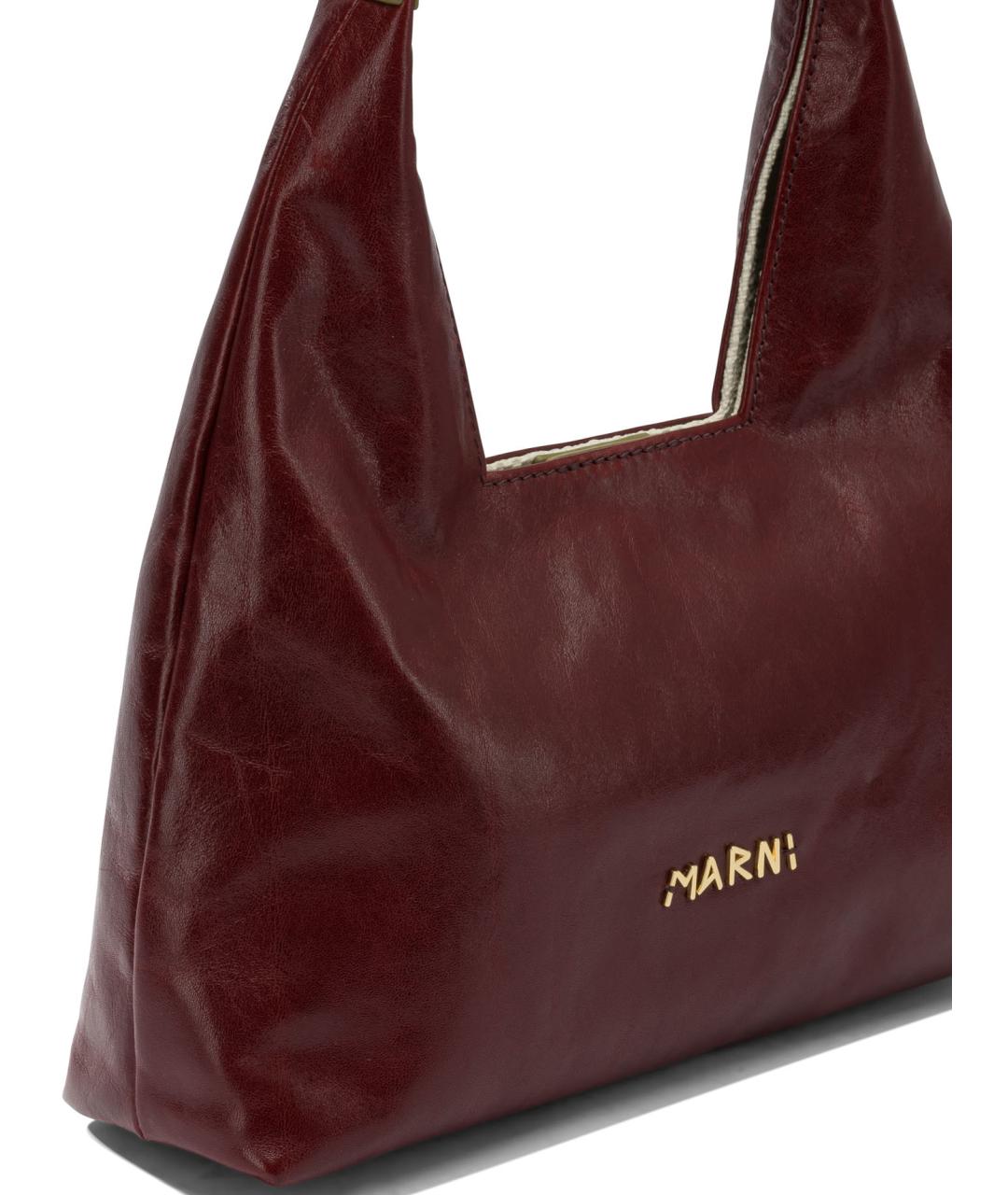 MARNI Бордовая кожаная сумка через плечо, фото 4