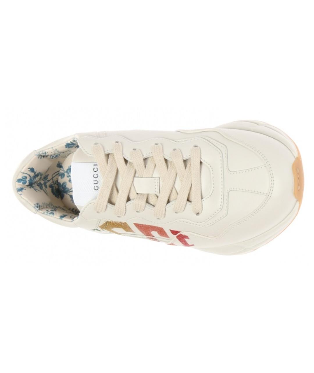 GUCCI Бежевые кожаные кроссовки, фото 5