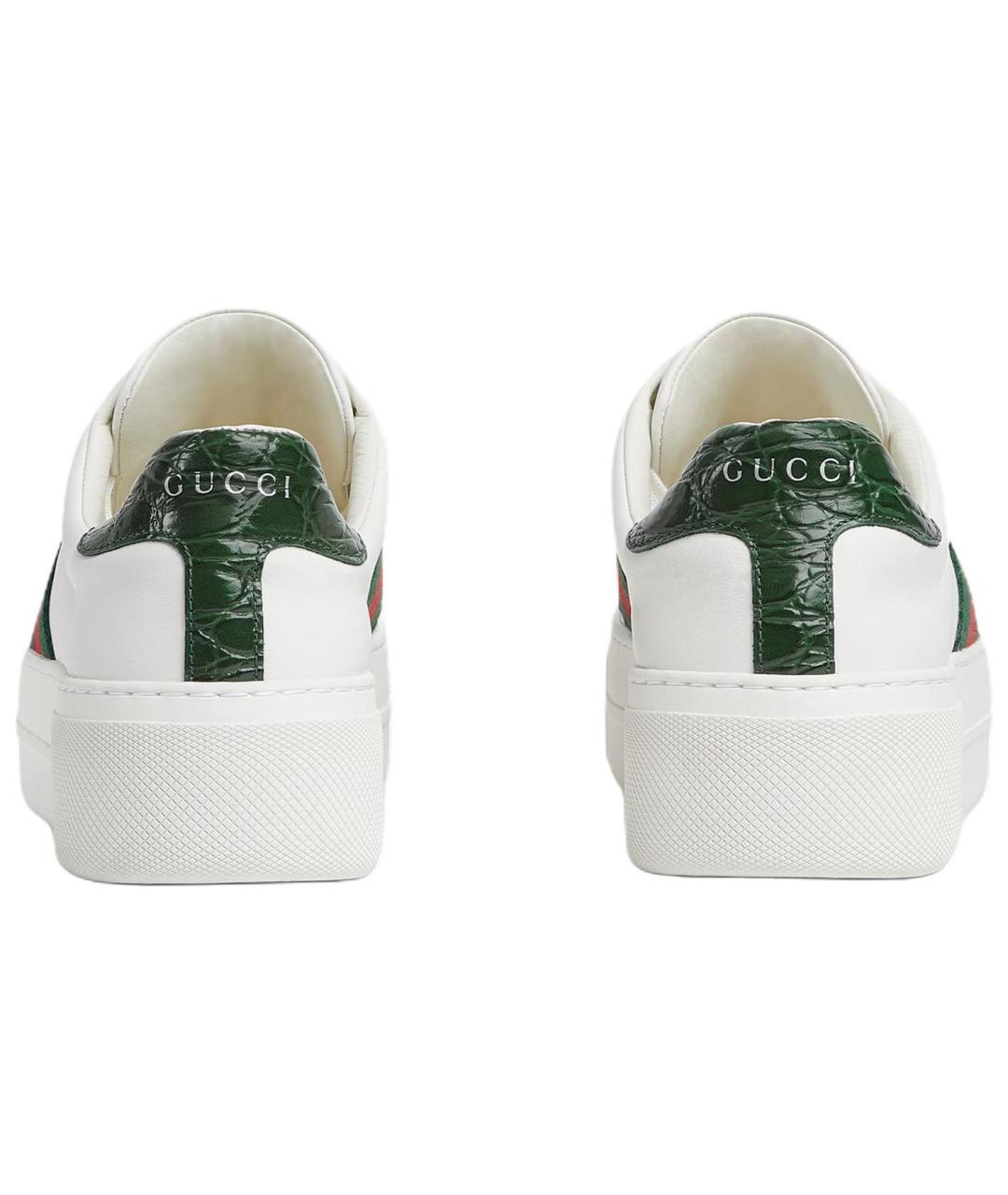 GUCCI Белые кожаные кеды, фото 4