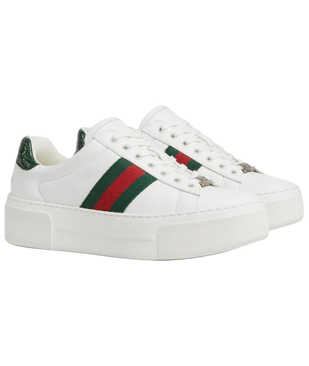 GUCCI Белые кожаные кеды, фото 2