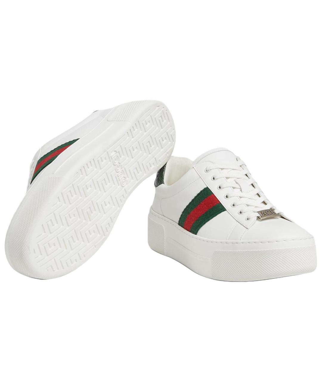 GUCCI Белые кожаные кеды, фото 5