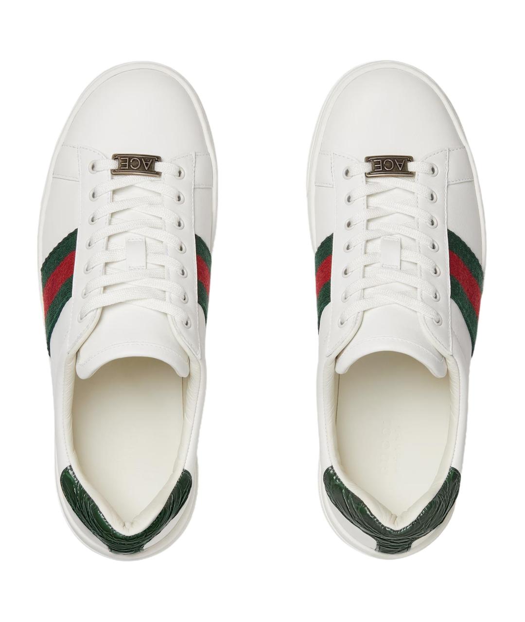 GUCCI Белые кожаные кеды, фото 3