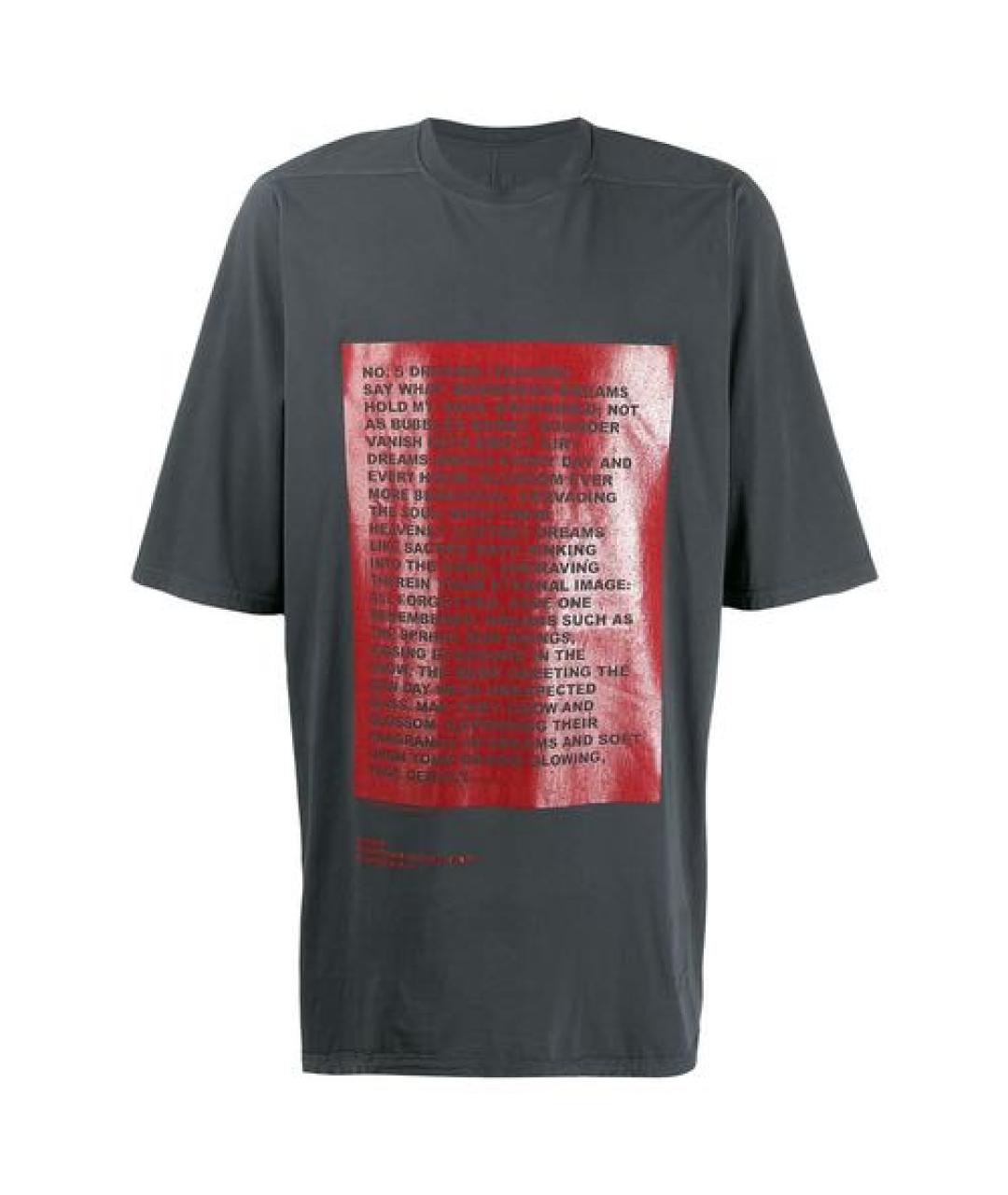 RICK OWENS DRKSHDW Антрацитовая хлопковая футболка, фото 9