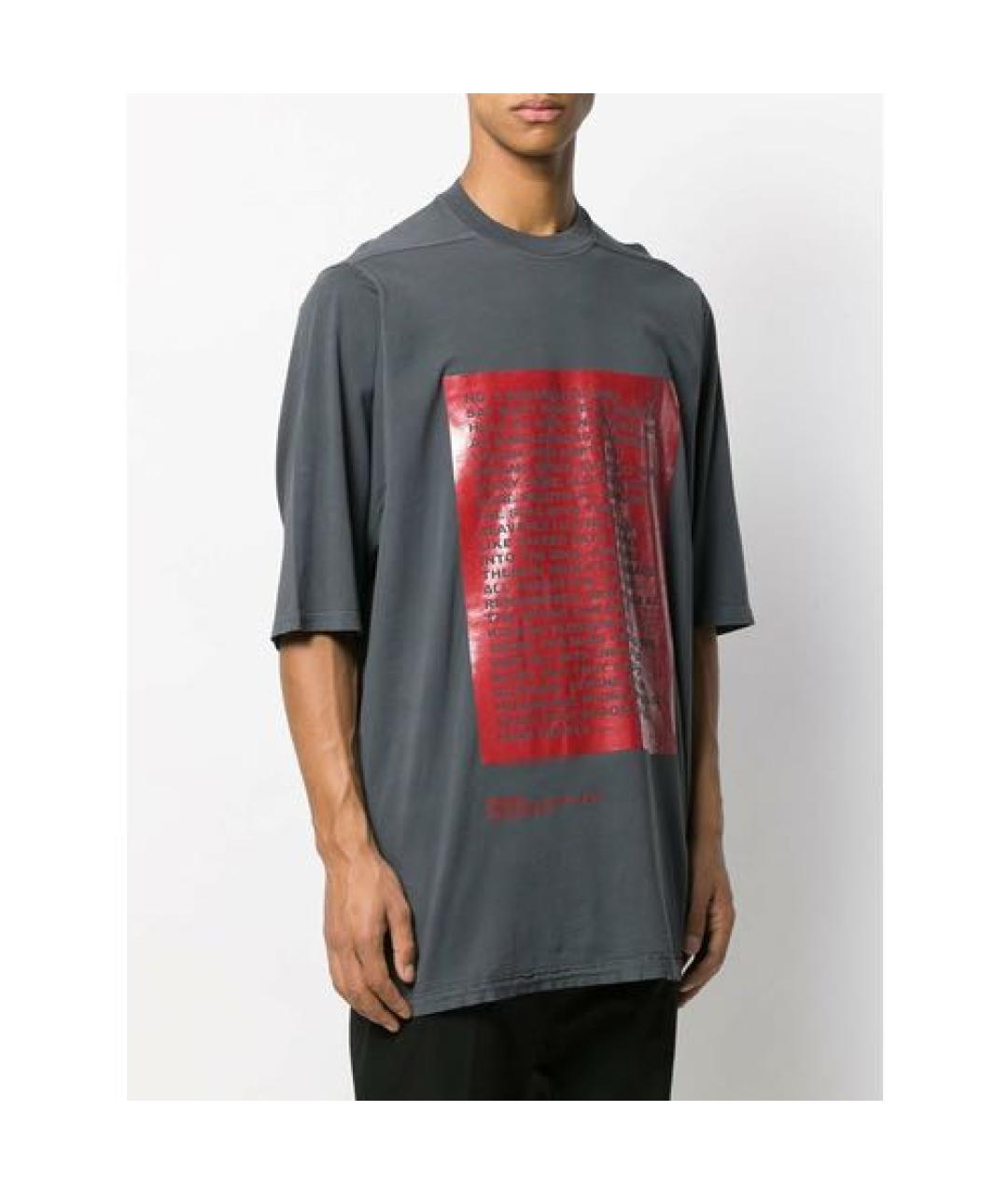 RICK OWENS DRKSHDW Антрацитовая хлопковая футболка, фото 2