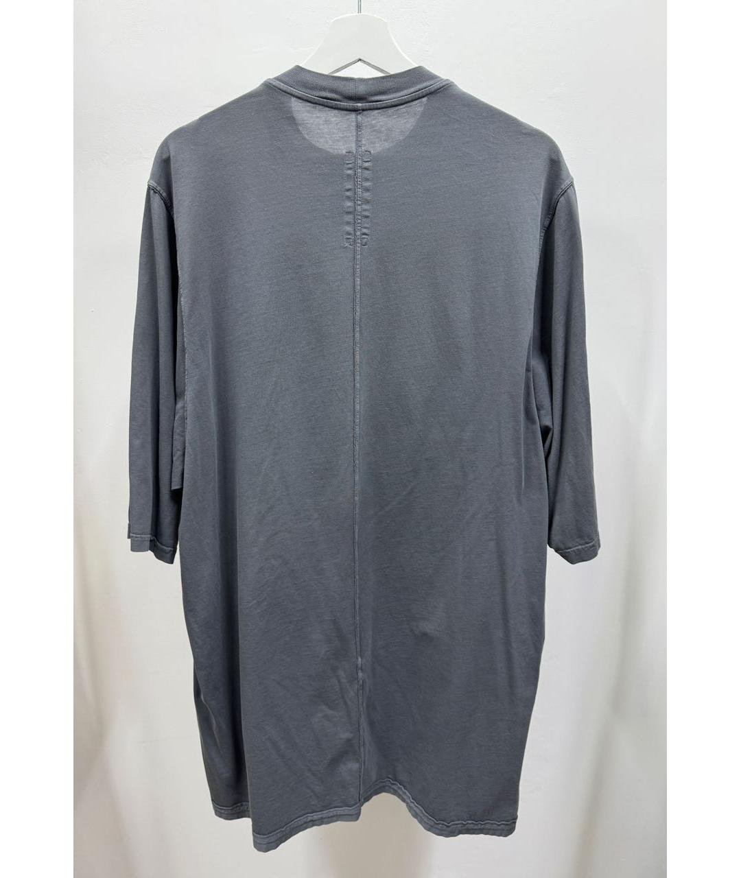 RICK OWENS DRKSHDW Антрацитовая хлопковая футболка, фото 6