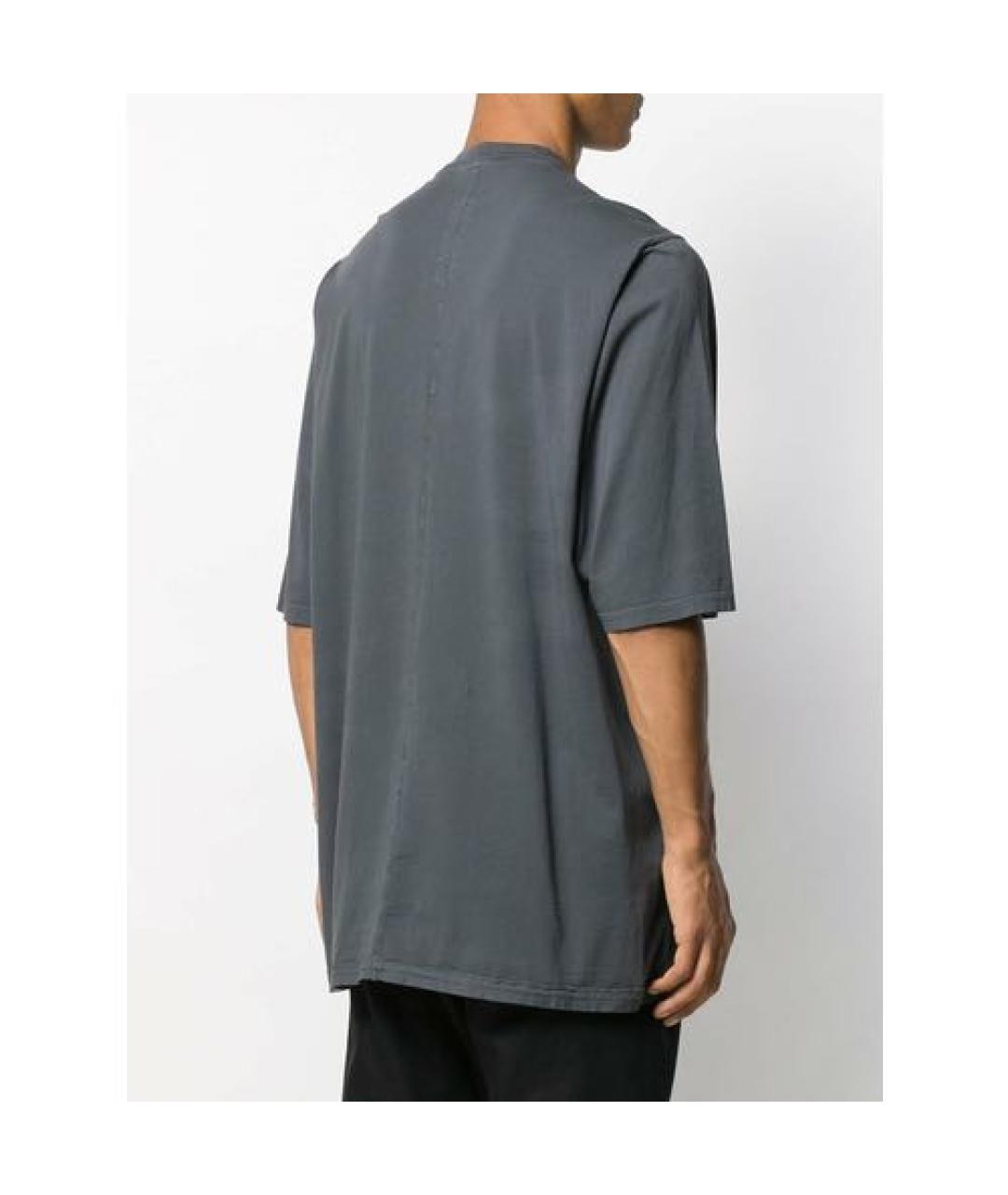 RICK OWENS DRKSHDW Антрацитовая хлопковая футболка, фото 3