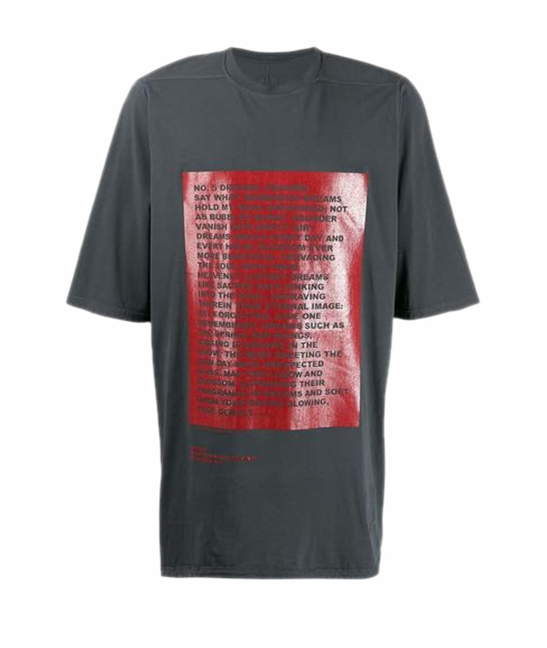 RICK OWENS DRKSHDW Антрацитовая хлопковая футболка, фото 1