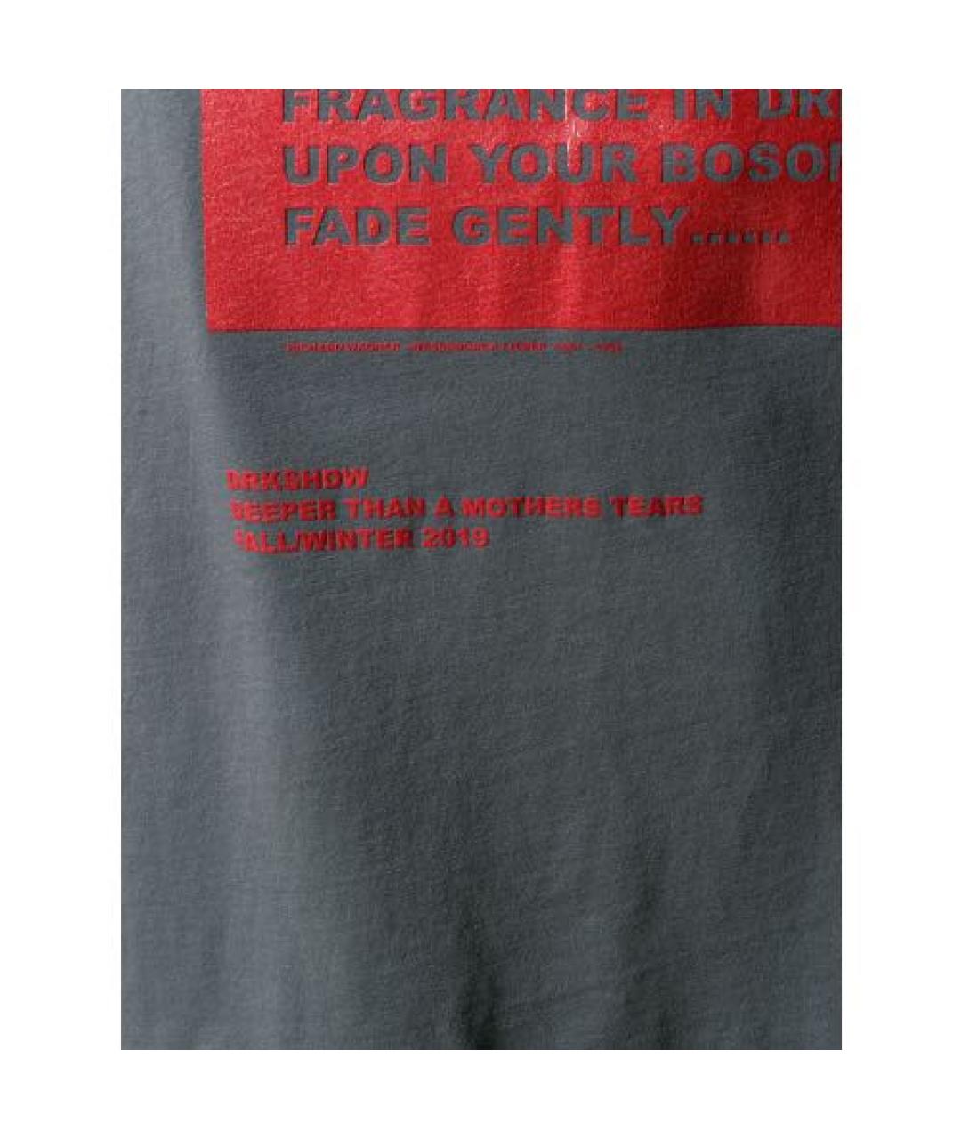 RICK OWENS DRKSHDW Антрацитовая хлопковая футболка, фото 4