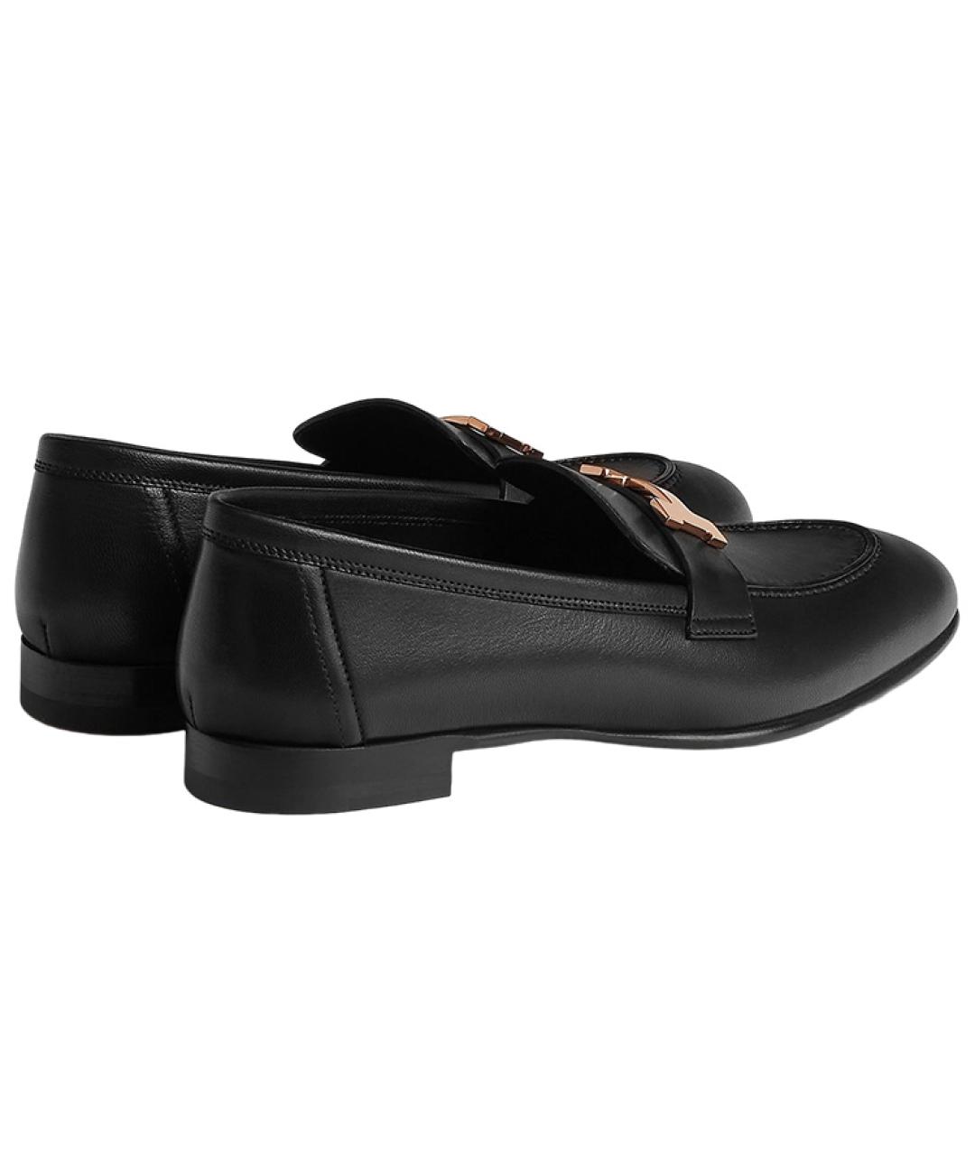 HERMES Черные кожаные лоферы, фото 5