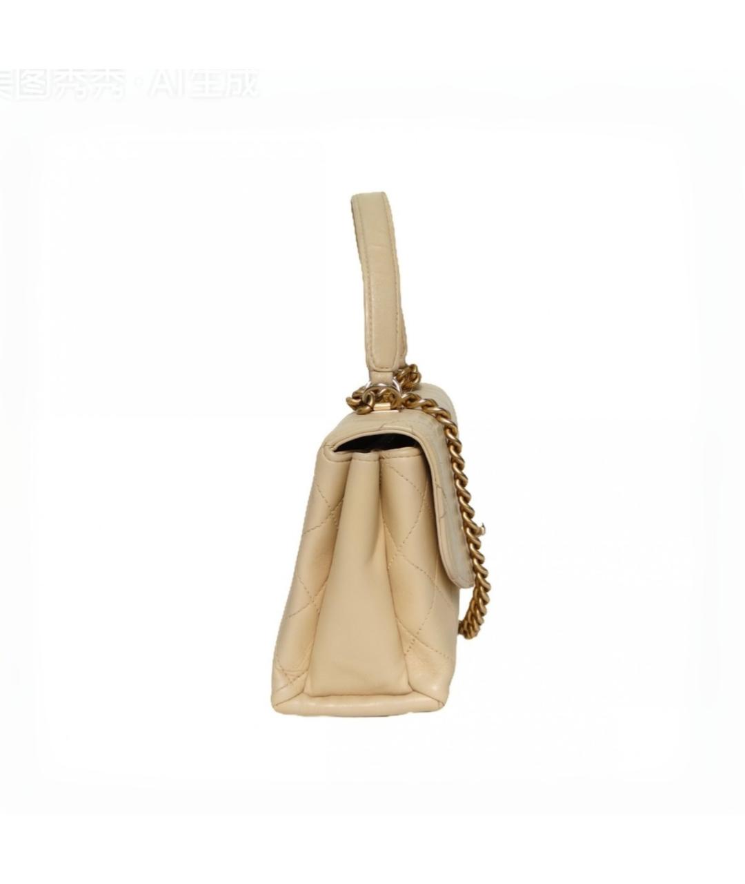 CHANEL Бежевая кожаная сумка через плечо, фото 5