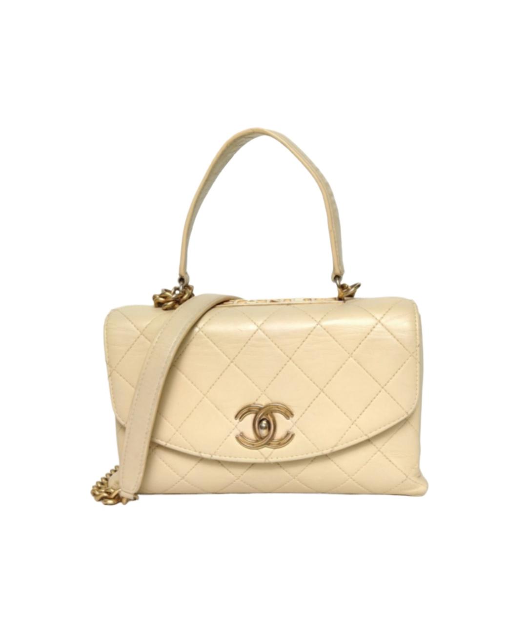 CHANEL Бежевая кожаная сумка через плечо, фото 1