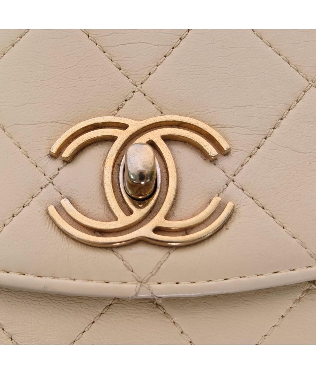 CHANEL Бежевая кожаная сумка через плечо, фото 7
