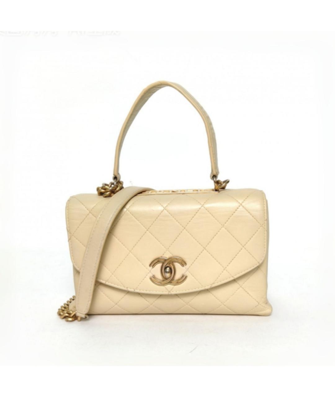 CHANEL Бежевая кожаная сумка через плечо, фото 2