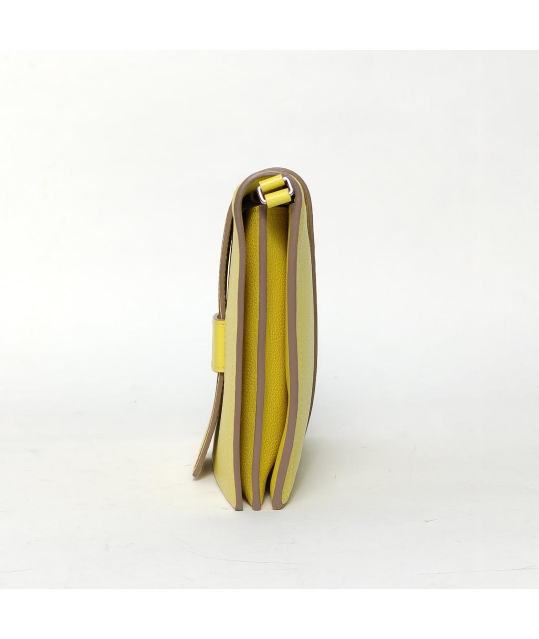 HERMES Желтая кожаная сумка через плечо, фото 3