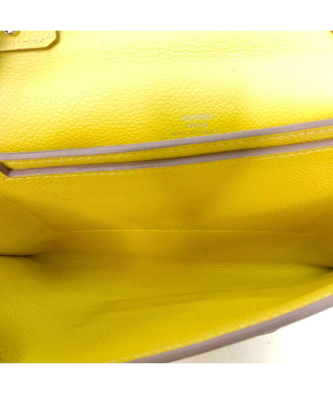 HERMES Желтая кожаная сумка через плечо, фото 7