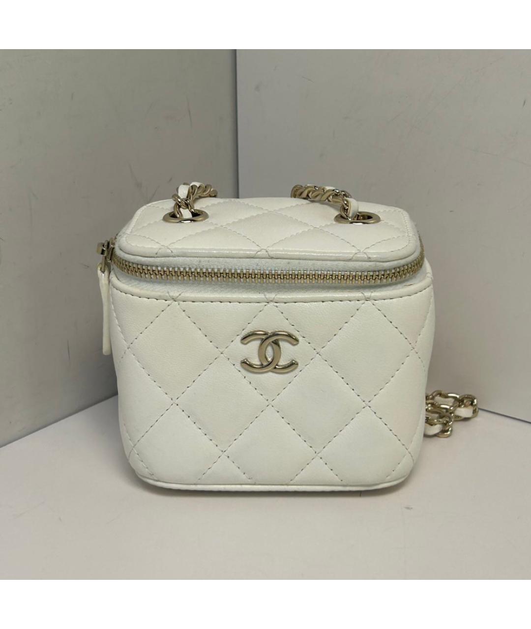 CHANEL Белая кожаная сумка через плечо, фото 9