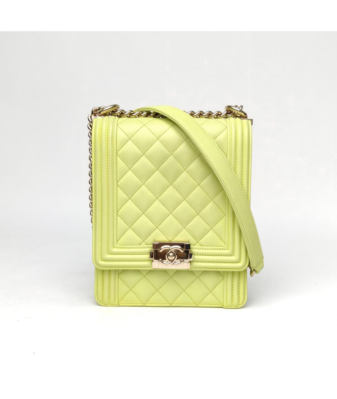 CHANEL Салатовая кожаная сумка через плечо, фото 2