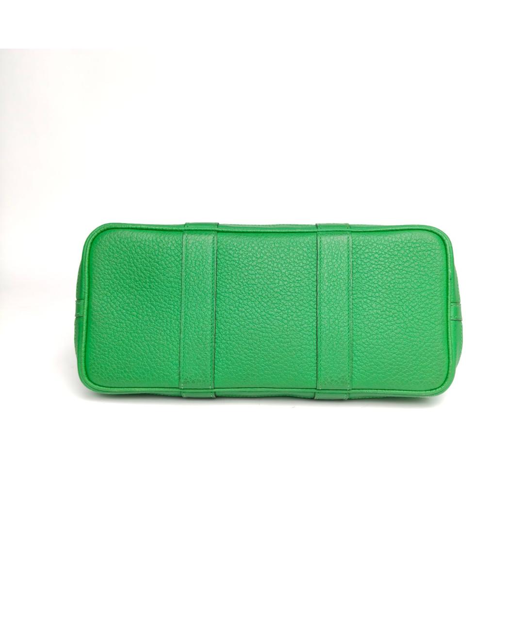 HERMES Салатовая тканевая сумка с короткими ручками, фото 6