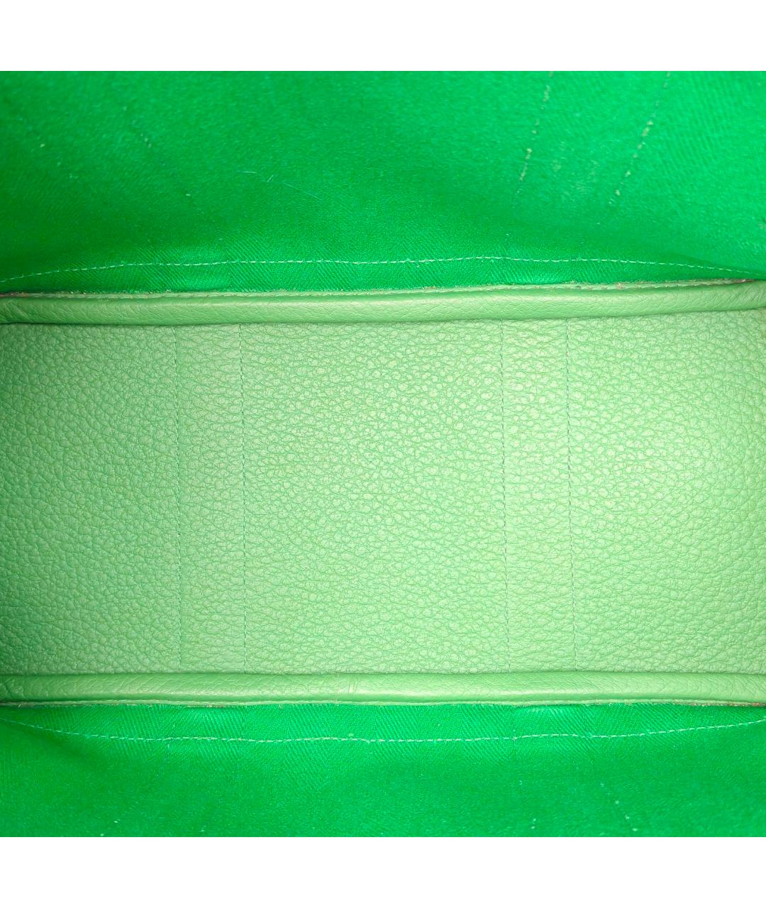 HERMES Салатовая тканевая сумка с короткими ручками, фото 7