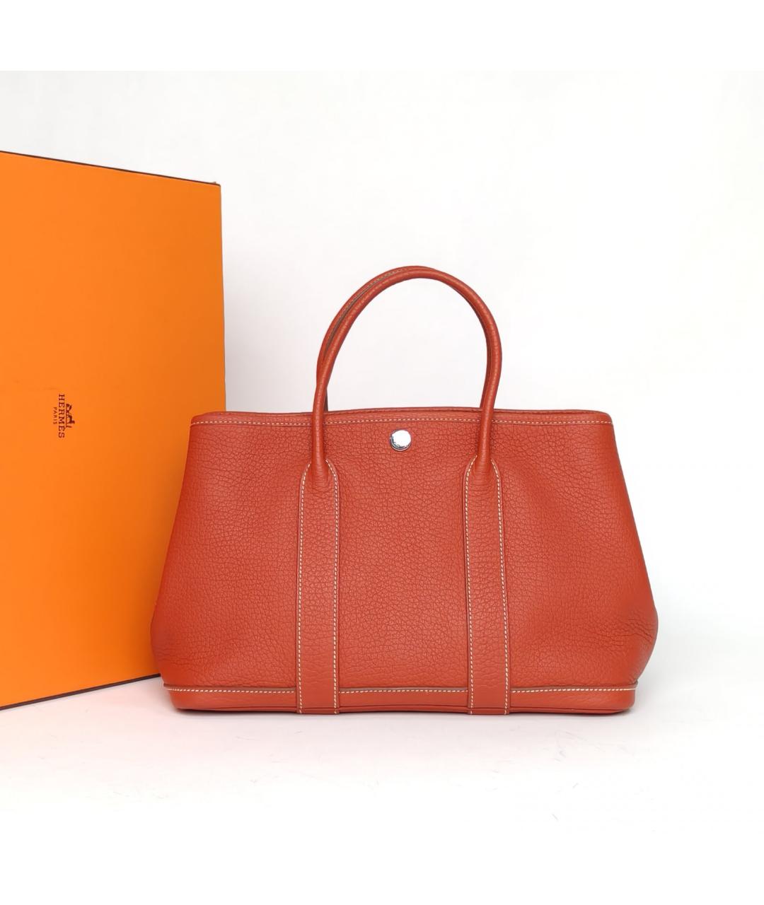 HERMES Красная кожаная сумка с короткими ручками, фото 9