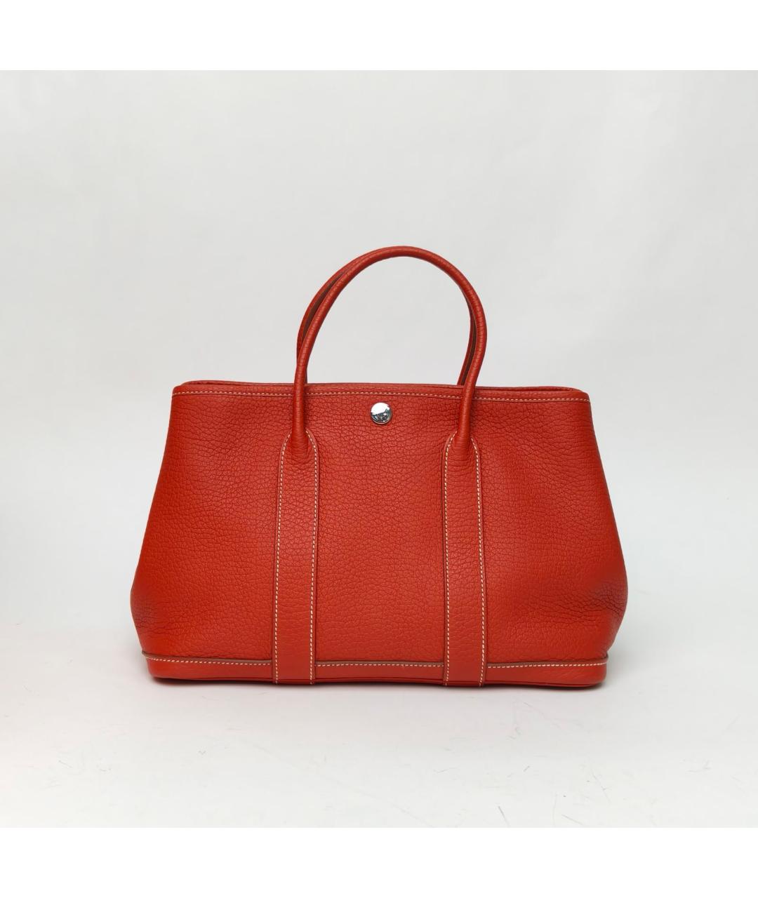 HERMES Красная кожаная сумка с короткими ручками, фото 4