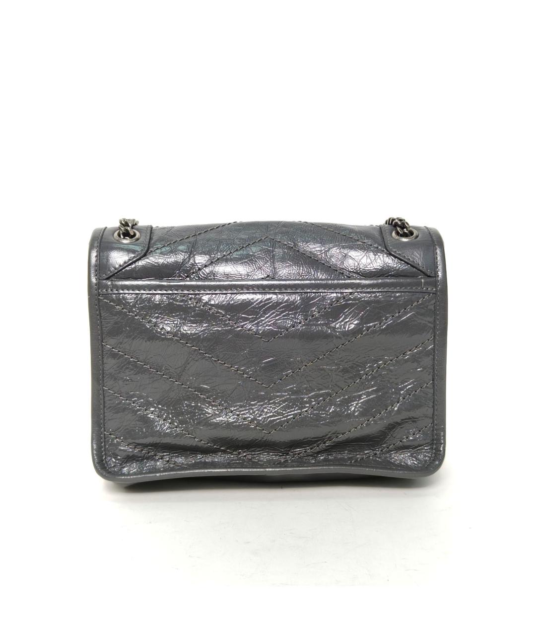 SAINT LAURENT Серая кожаная сумка через плечо, фото 4