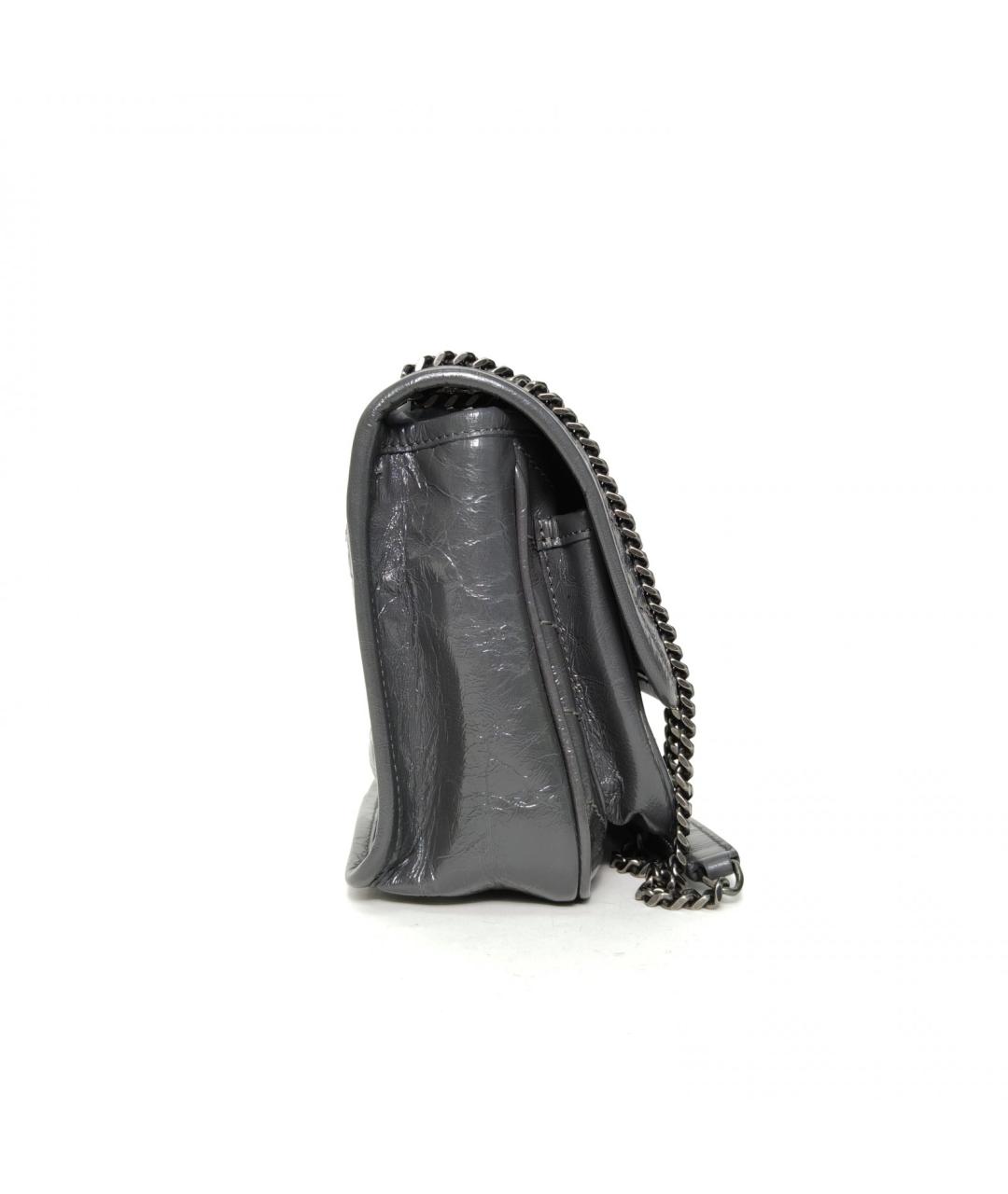 SAINT LAURENT Серая кожаная сумка через плечо, фото 3