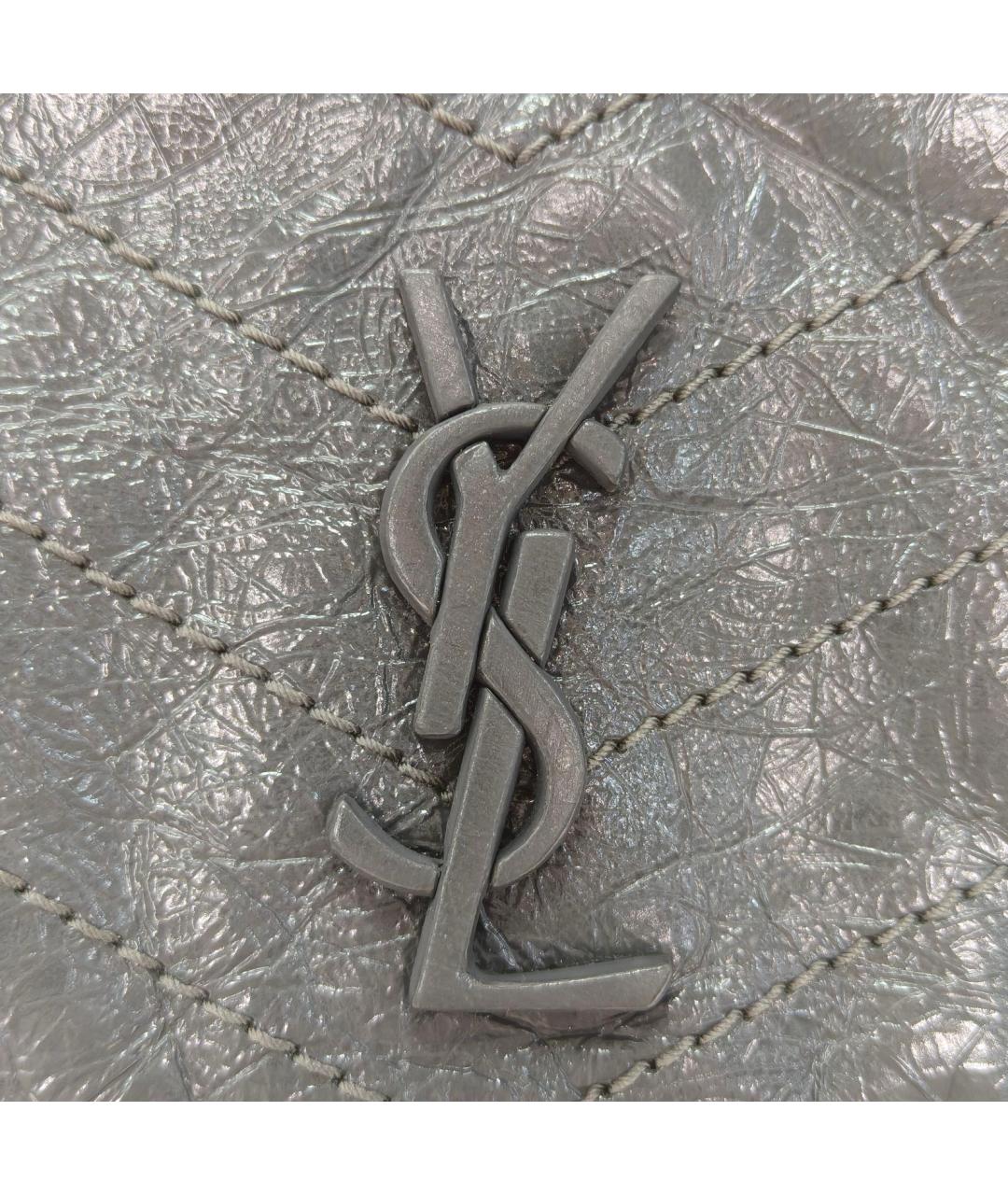SAINT LAURENT Серая кожаная сумка через плечо, фото 7