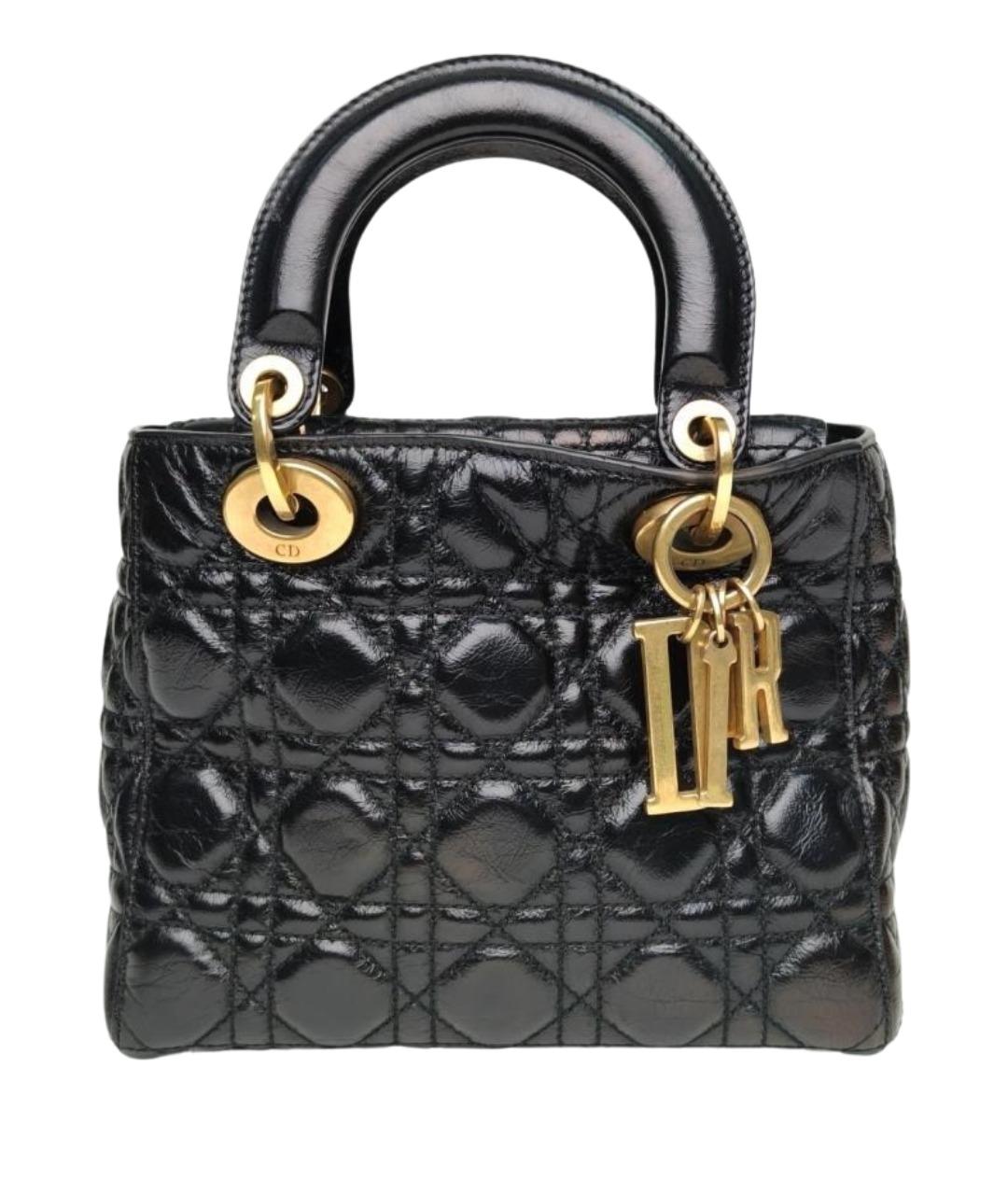 CHRISTIAN DIOR Черная кожаная сумка через плечо, фото 1