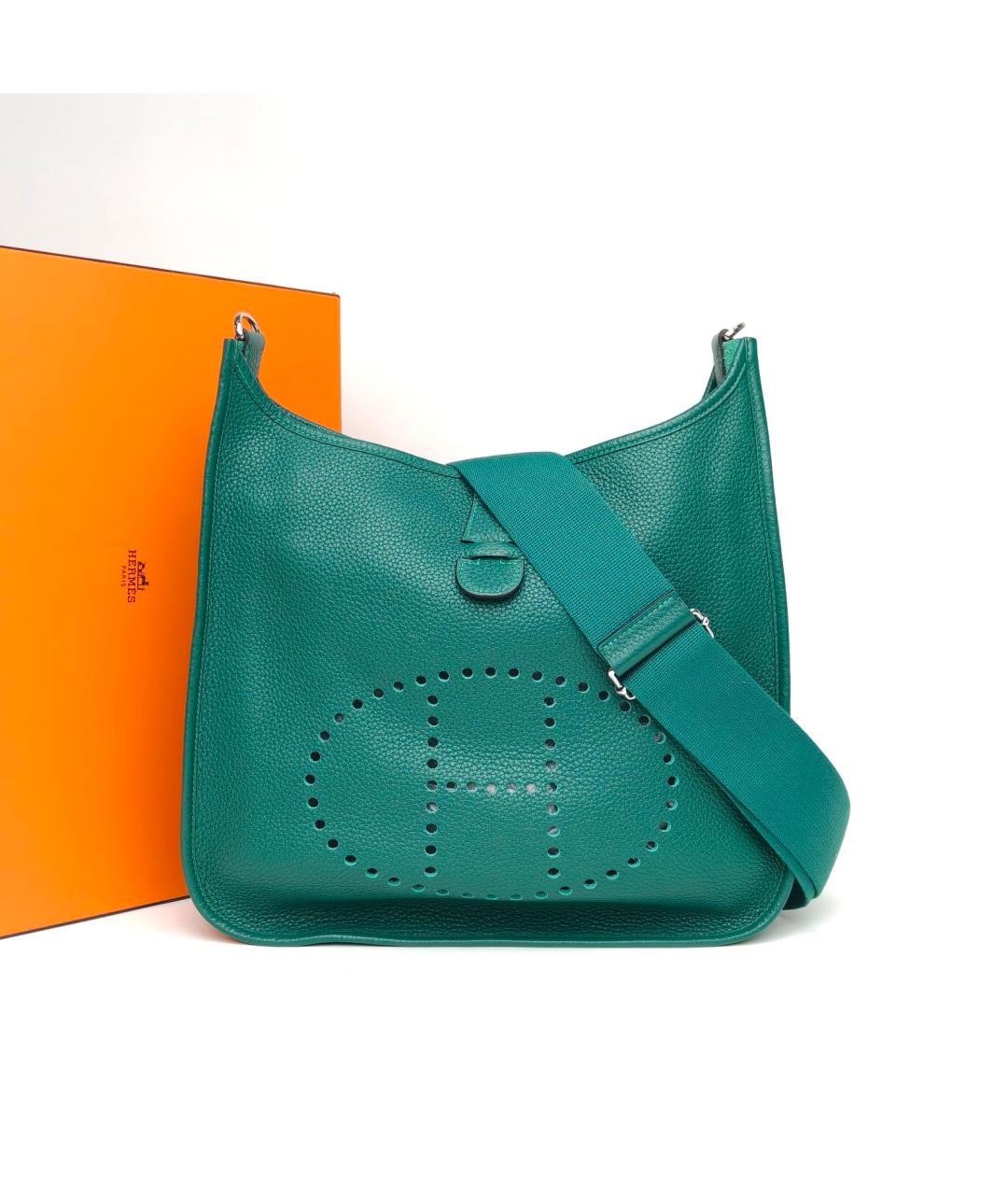 HERMES Бирюзовая кожаная сумка через плечо, фото 8