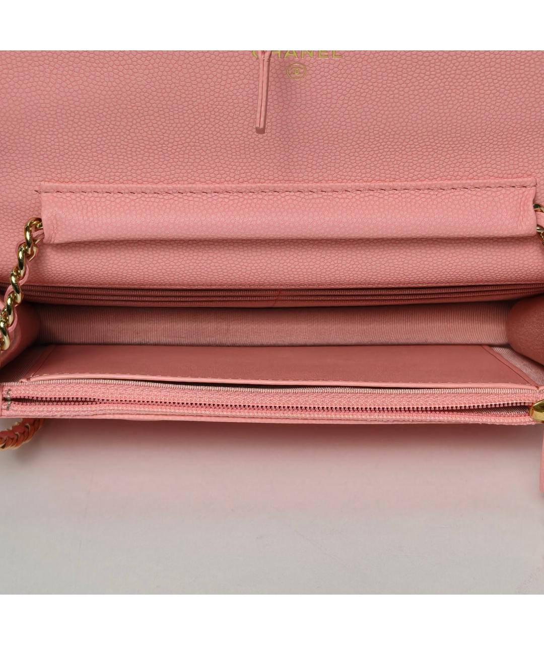 CHANEL Коралловая кожаная сумка через плечо, фото 8