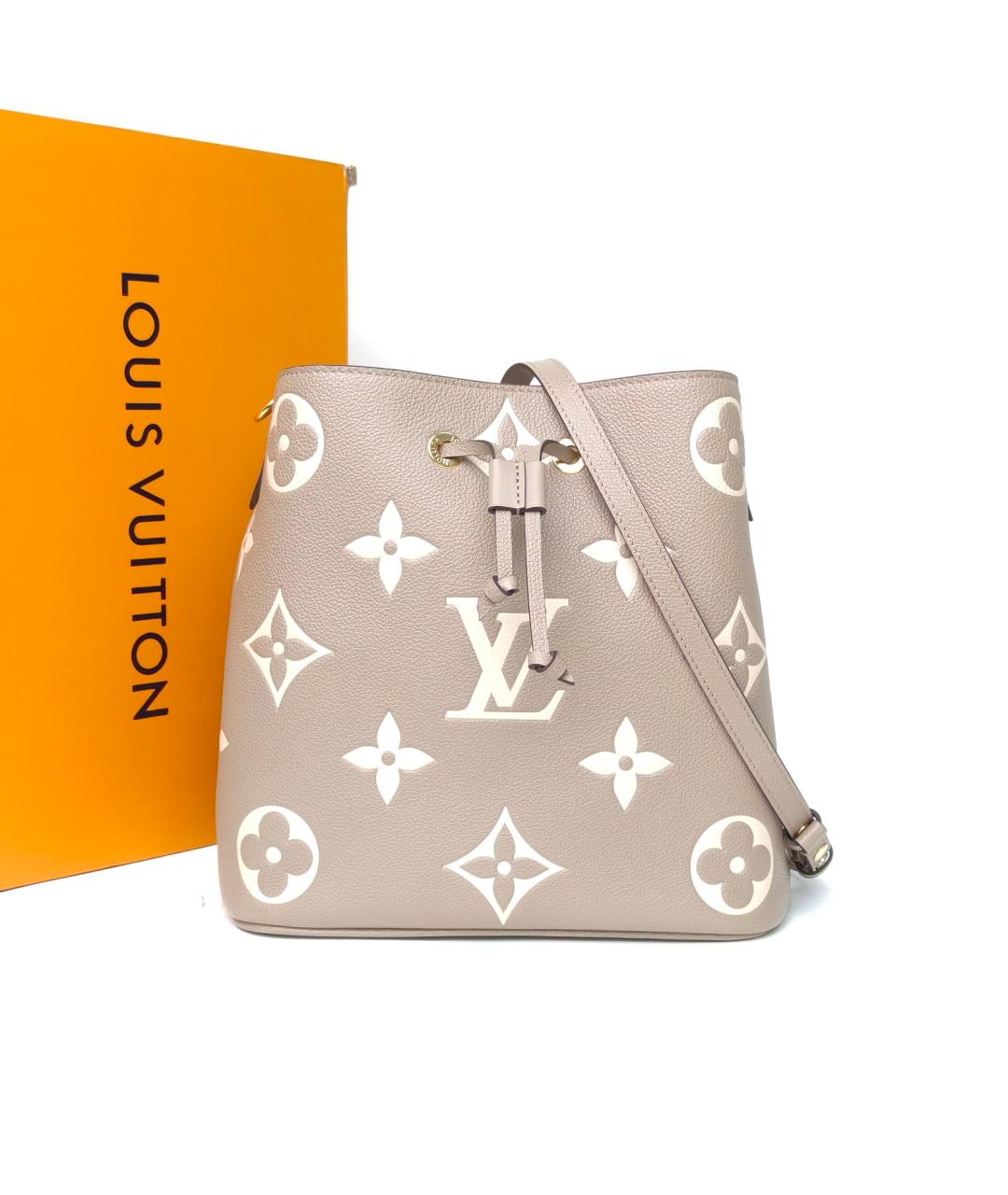 LOUIS VUITTON Бежевая кожаная сумка через плечо, фото 9