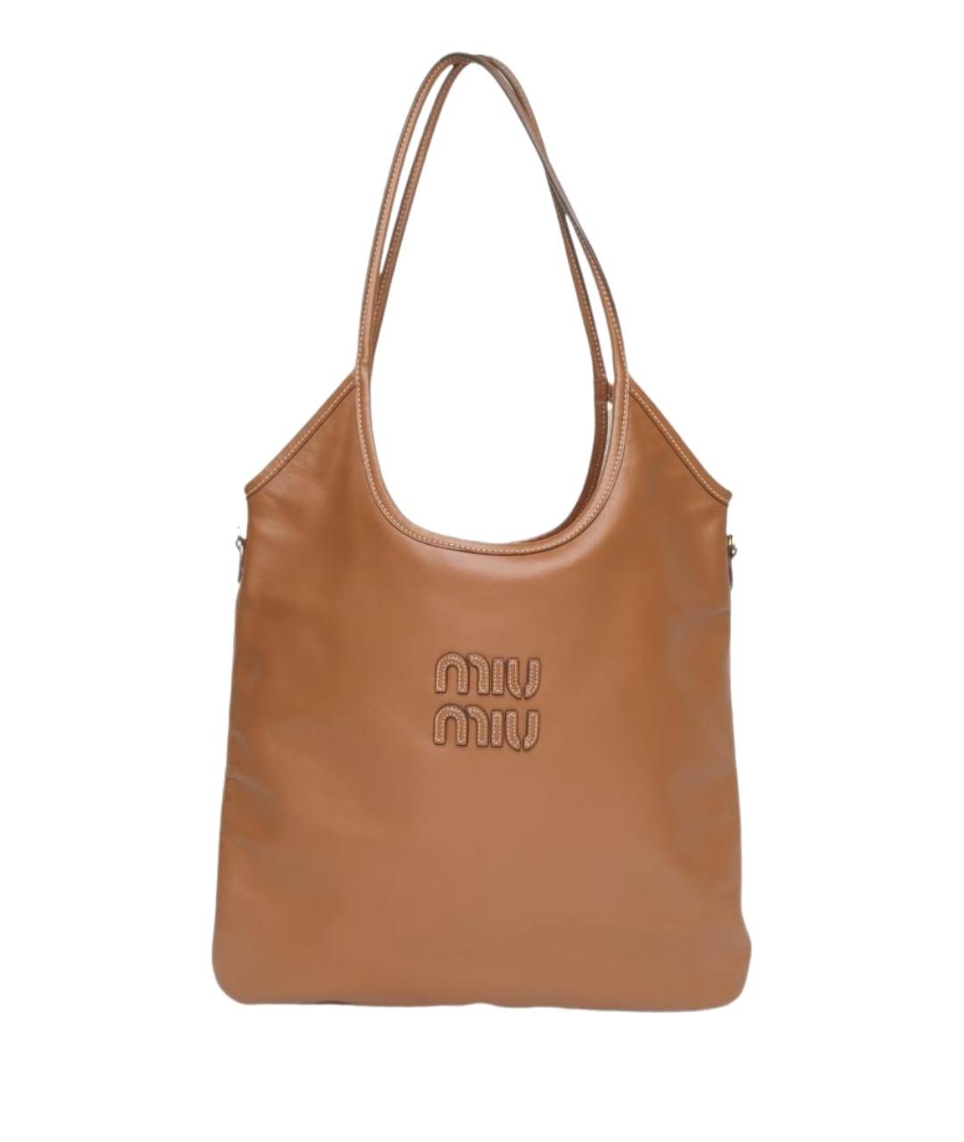 MIU MIU Коричневая кожаная сумка через плечо, фото 1