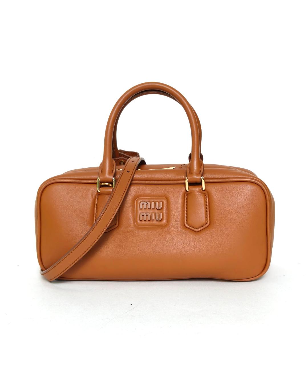 MIU MIU Коричневая кожаная сумка с короткими ручками, фото 2