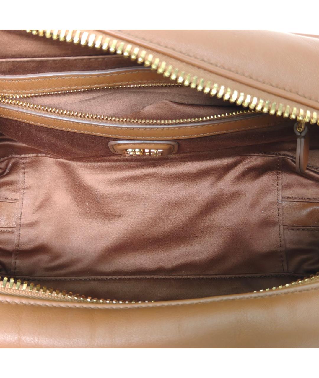 MIU MIU Коричневая кожаная сумка с короткими ручками, фото 8