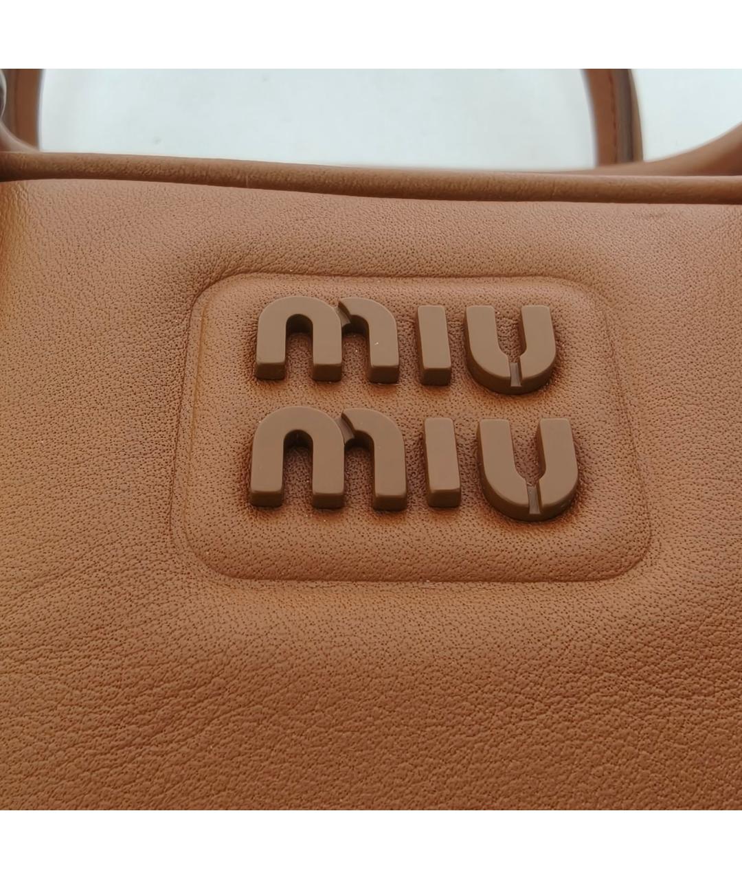 MIU MIU Коричневая кожаная сумка с короткими ручками, фото 7