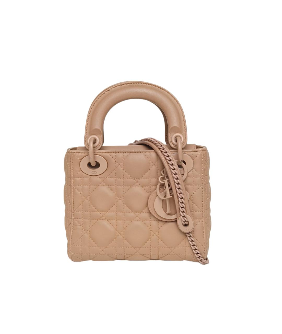 CHRISTIAN DIOR Бежевая кожаная сумка с короткими ручками, фото 10