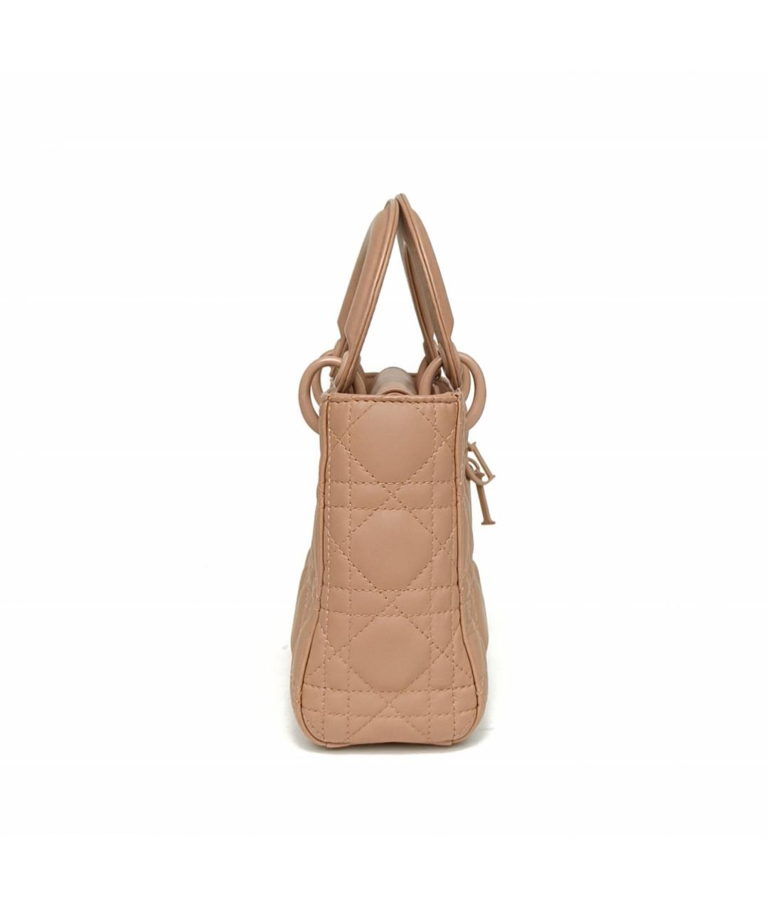 CHRISTIAN DIOR Бежевая кожаная сумка с короткими ручками, фото 7