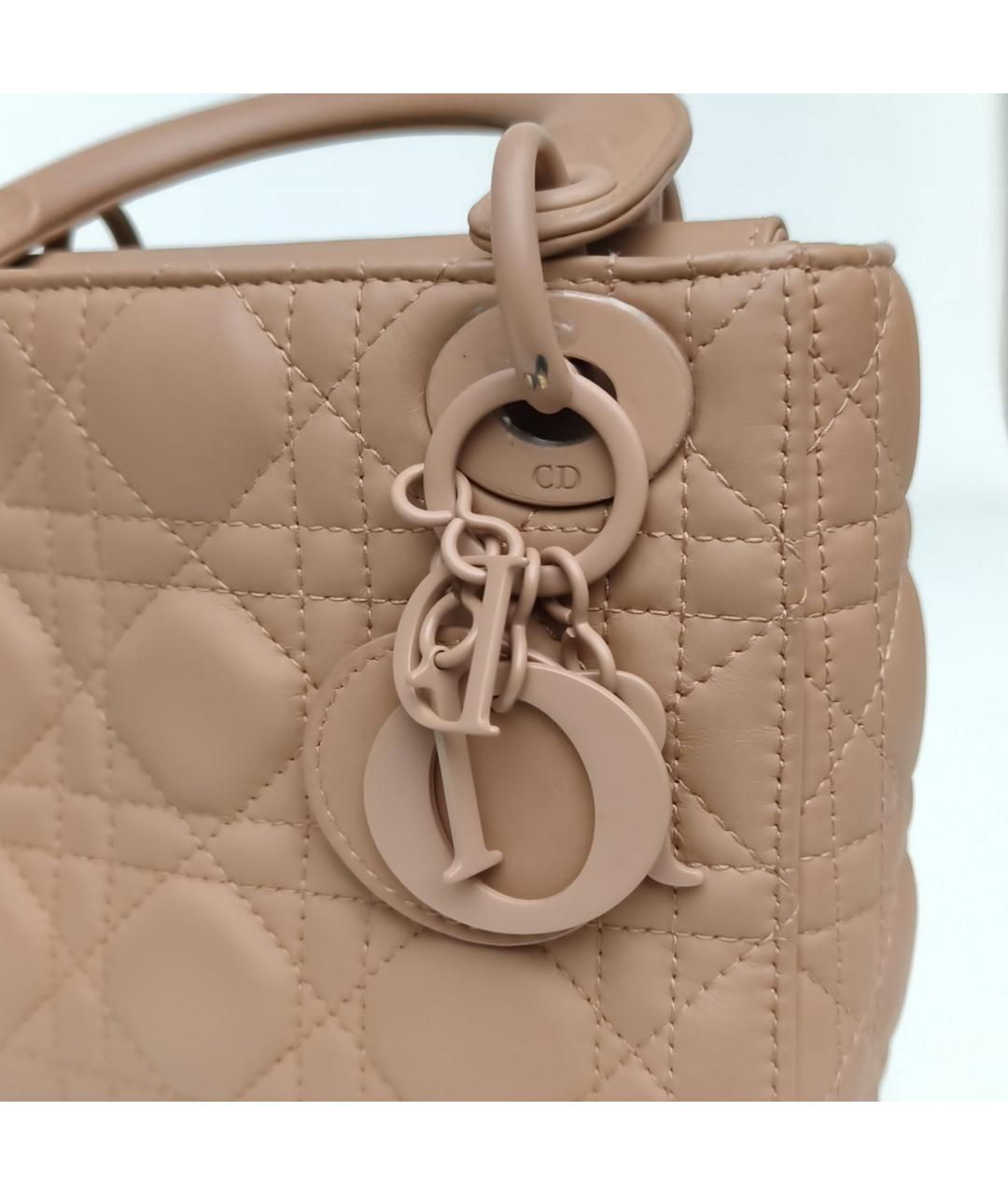 CHRISTIAN DIOR Бежевая кожаная сумка с короткими ручками, фото 9