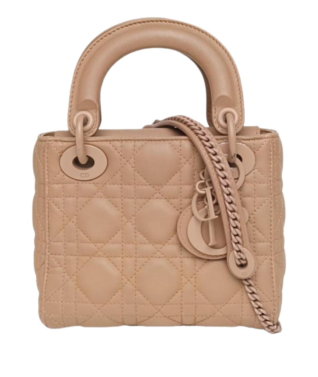 CHRISTIAN DIOR Бежевая кожаная сумка с короткими ручками, фото 1