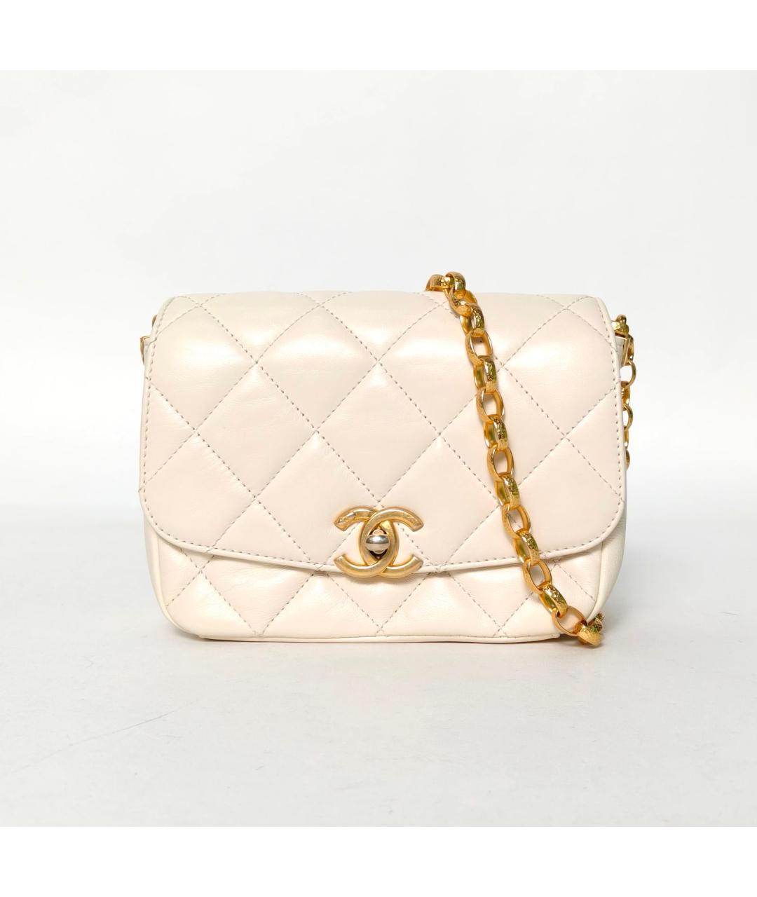 CHANEL Белая кожаная сумка через плечо, фото 2