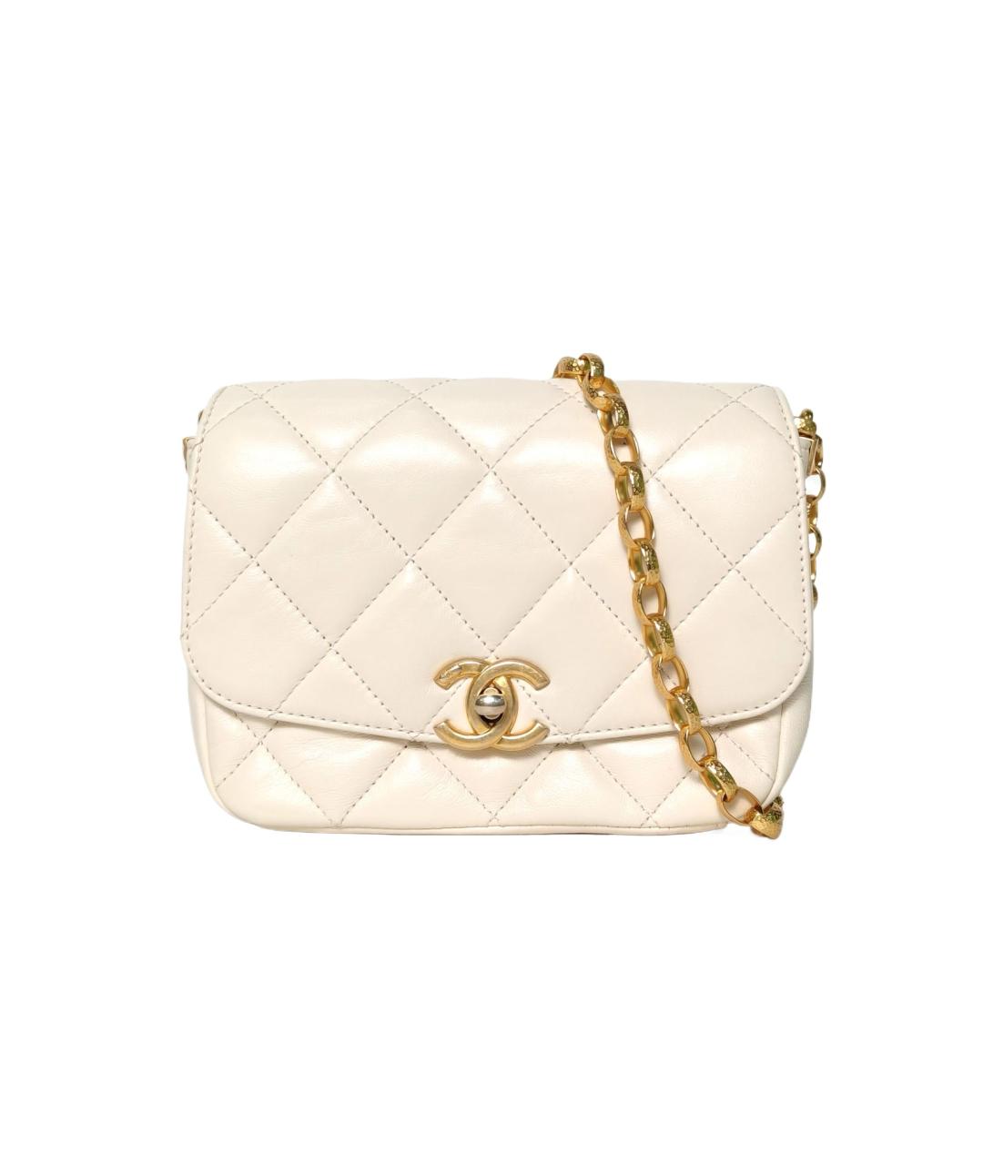 CHANEL Белая кожаная сумка через плечо, фото 10