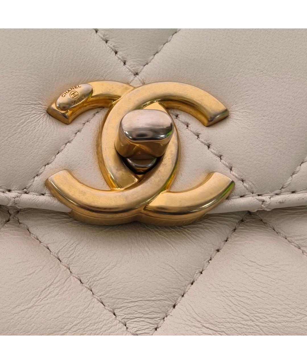 CHANEL Белая кожаная сумка через плечо, фото 7