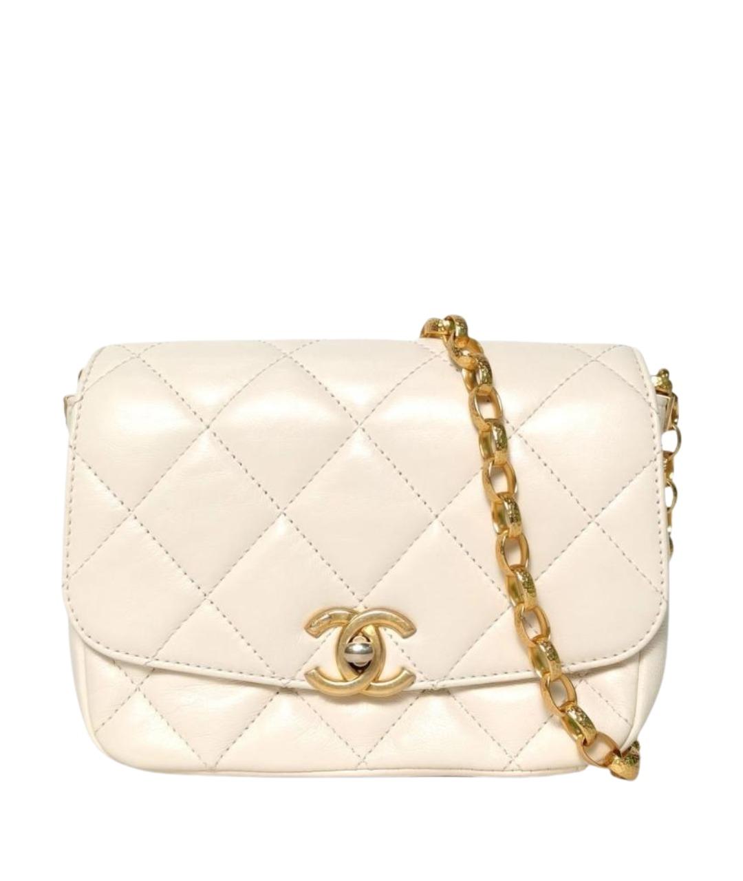CHANEL Белая кожаная сумка через плечо, фото 1