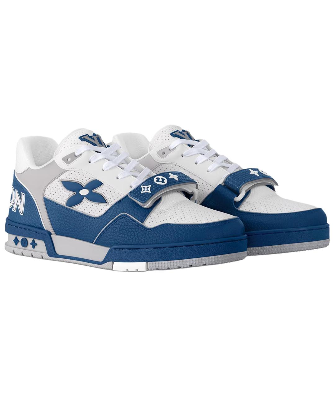 LOUIS VUITTON Синие кожаные низкие кроссовки / кеды, фото 3