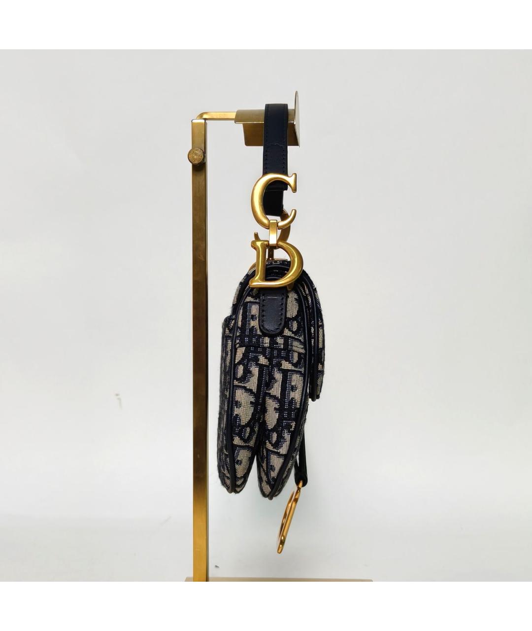 CHRISTIAN DIOR Темно-синяя тканевая сумка через плечо, фото 3