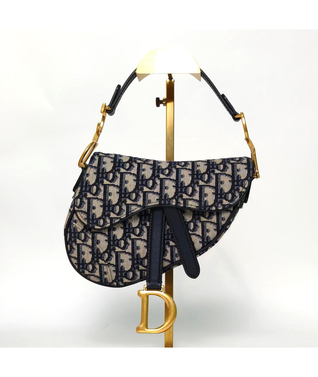 CHRISTIAN DIOR Темно-синяя тканевая сумка через плечо, фото 2