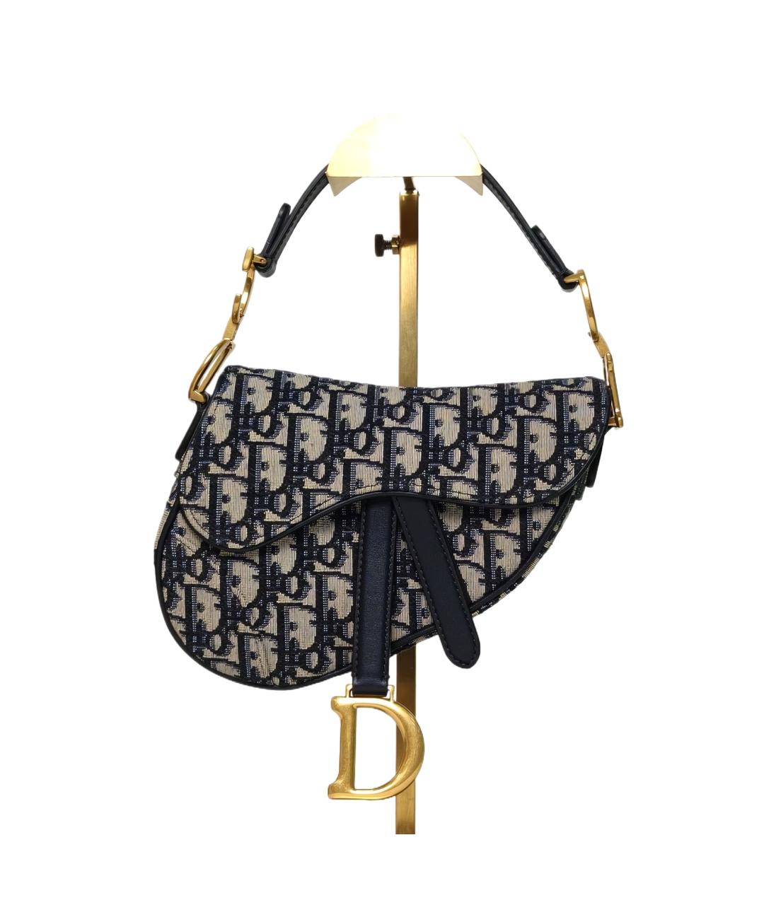 CHRISTIAN DIOR Темно-синяя тканевая сумка через плечо, фото 10